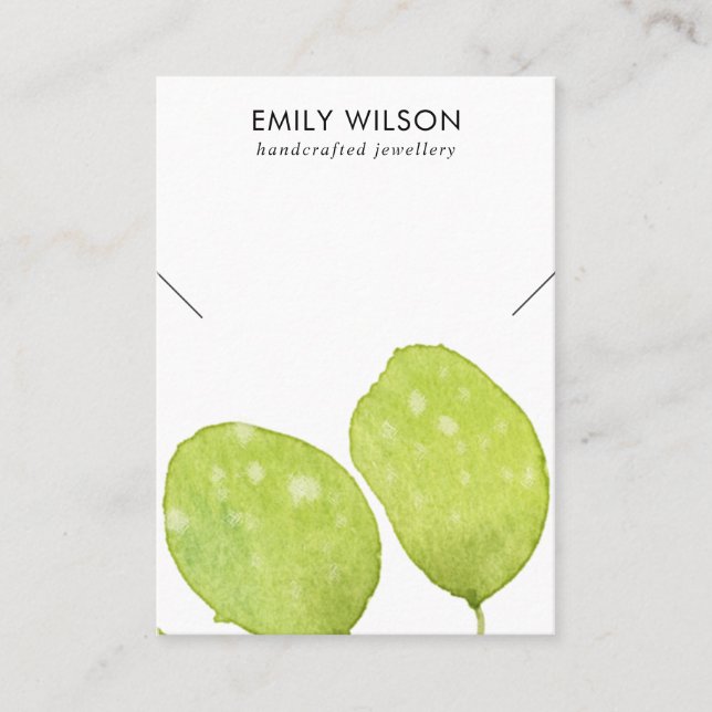 GREEN TROPICAL LEAFY FAUNA NECKLACE BAND DISPLAY B BUSINESS CARD (Front)