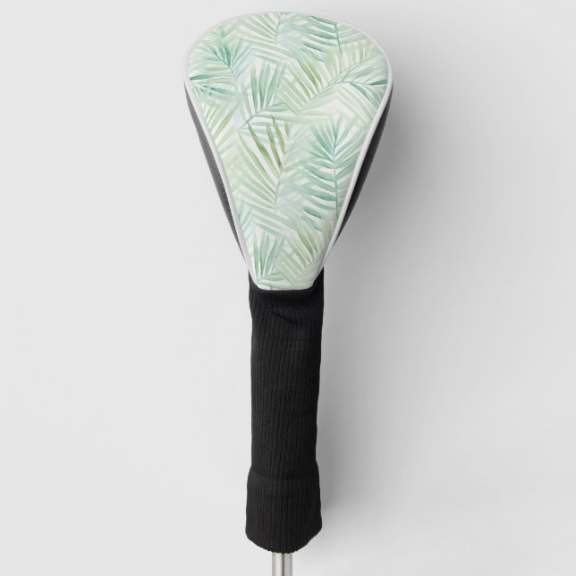 Green Tropical Leaves Aloha  Golf Head Cover (Front)