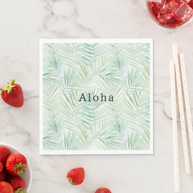Green Tropical Leaves Aloha Napkins (Insitu)