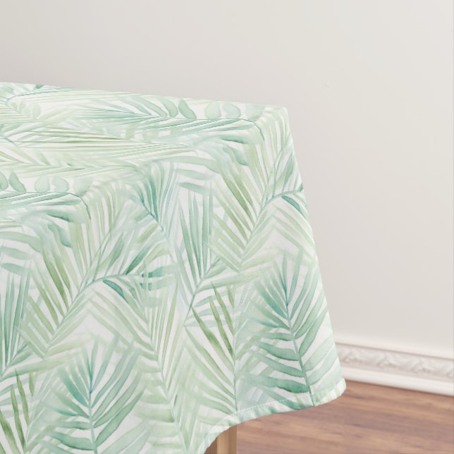 Green Tropical Leaves Aloha Wedding Tablecloth (In Situ)