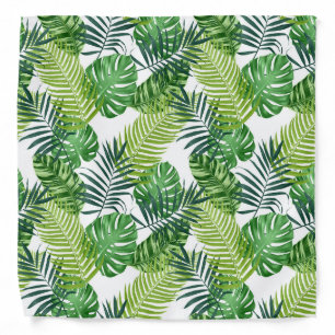 Green tropical leaves bandana