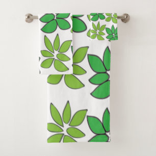 Green Tropical Leaves Bath Towel Set