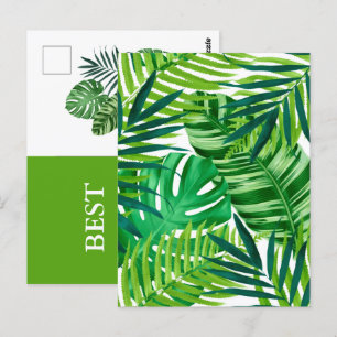 Green Tropical Leaves Best Wishes Postcard