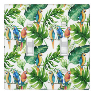 Green Tropical Leaves & Birds Summer Island Light Switch Cover