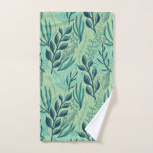 Green Tropical Leaves Caribbean Foliage Print   Hand Towel