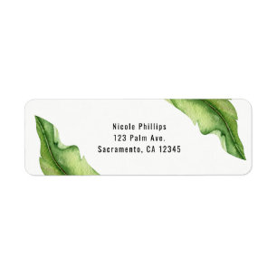 Green Tropical Leaves Elegant Wedding Invitation Label