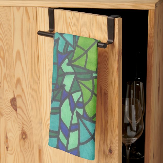 Green Tropical Leaves  Kitchen Towel (Thirds Fold)