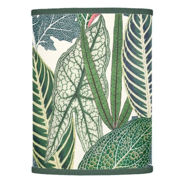Green Tropical Leaves Lamp Shade (Front)