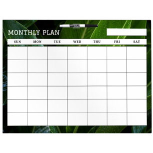 Green tropical leaves large Monthly calendar Dry Erase Board