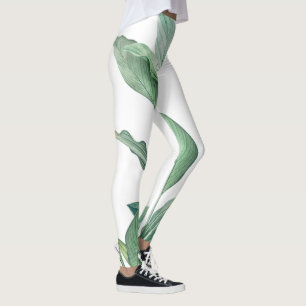 Green Tropical Leaves Monogram Name Leggings