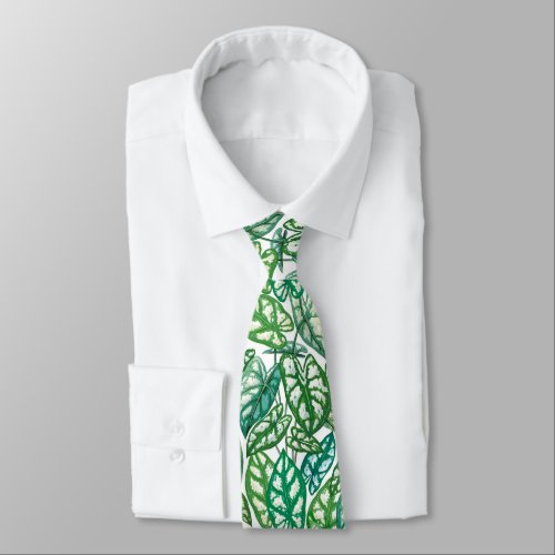 Green Tropical Leaves Neck Tie