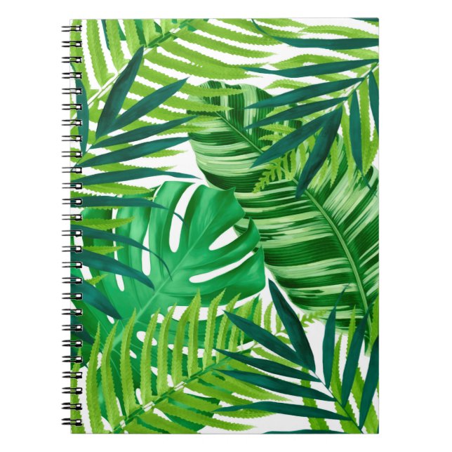 Green tropical leaves notebook (Front)