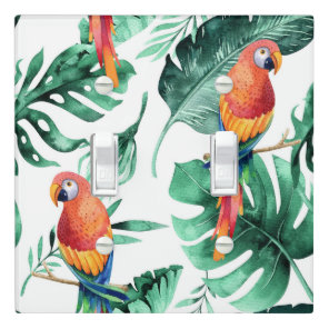 Green Tropical Leaves & Parrots Summer Island Light Switch Cover