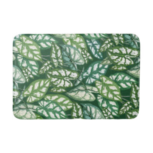 Green Tropical Leaves Pattern Bath Mat
