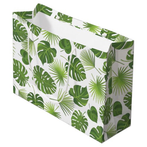 Green Tropical Leaves Pattern Classy Large Gift Bag