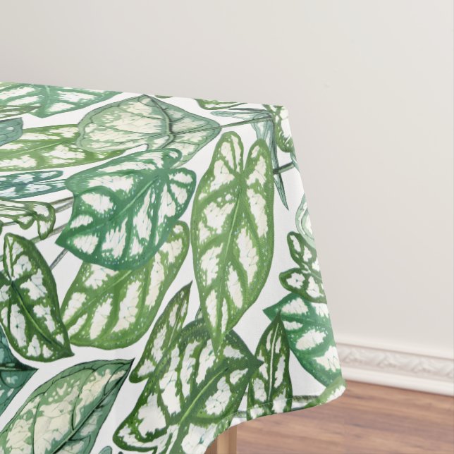 Green Tropical Leaves Pattern Tablecloth (In Situ)