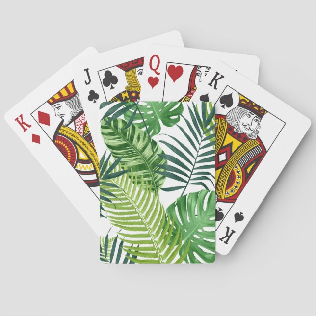 Green Tropical Leaves Poker Cards (Back)