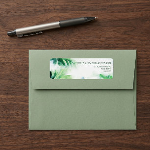 Green Tropical Leaves Return Address Label