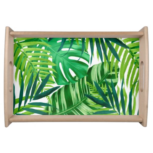 Green Tropical Leaves Serving Tray
