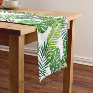Green Tropical Leaves   Short Table Runner