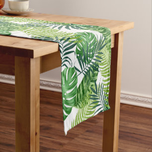 Green Tropical Leaves  Short Table Runner