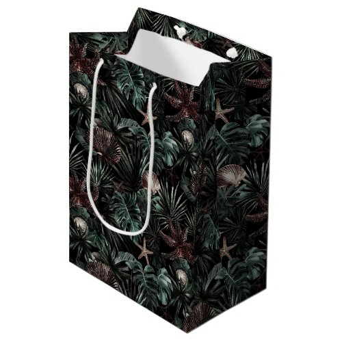 Green Tropical Leaves Starfish Shells Birthday Medium Gift Bag