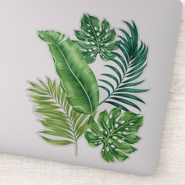 Green Tropical Leaves Sticker (Detail)