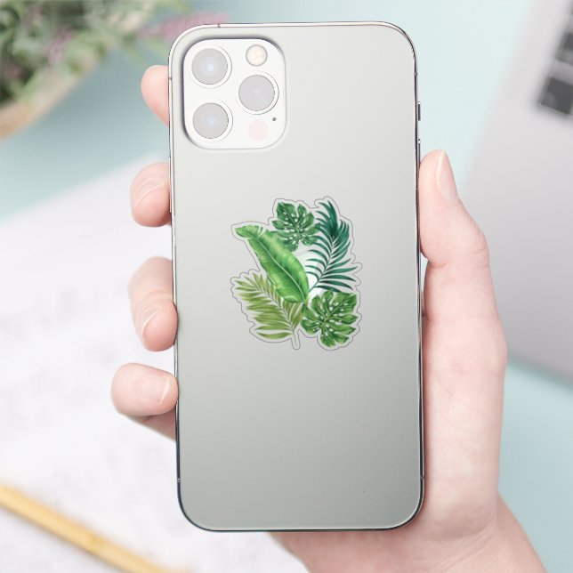 Green Tropical Leaves Sticker (Phone)
