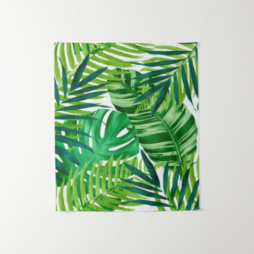 Green Tropical Leaves Tapestry