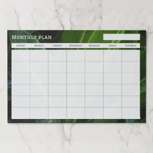 Green tropical leaves Undated Monthly Paper Pad