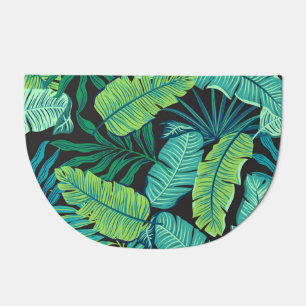 Green tropical leaves: vintage pattern. doormat