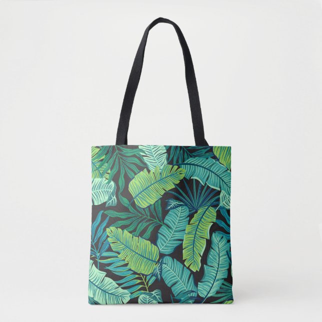 Green tropical leaves: vintage pattern. tote bag (Front)