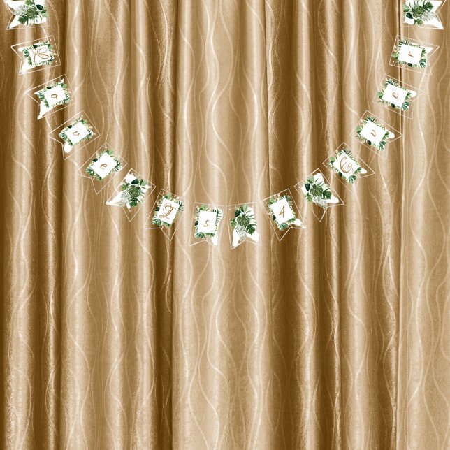 Green Tropical Leaves Wedding Décor Bunting Flags (Creator Uploaded)