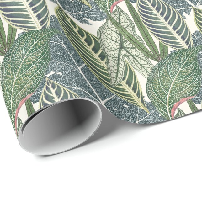 Green tropical leaves wrapping paper (Roll Corner)