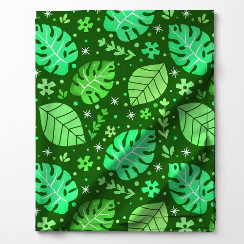 Green Tropical Monstera Leaf Pattern Fabric