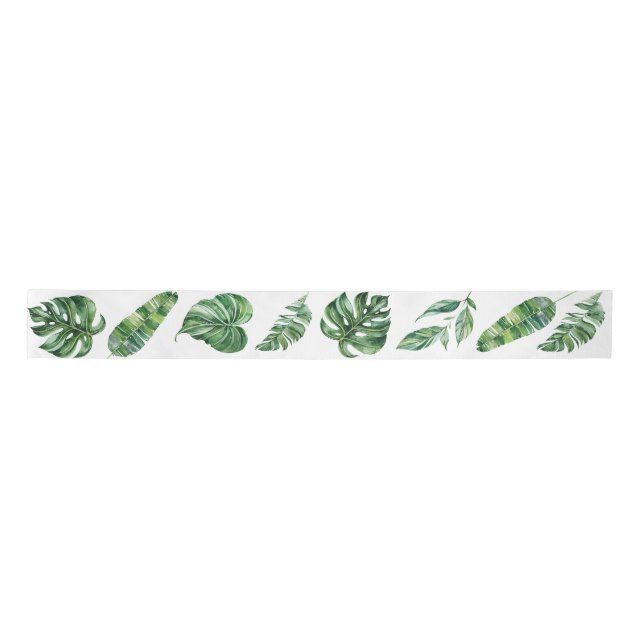 Green Tropical Monstera Leaf Ribbon (Front)