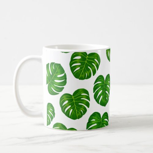 Green Tropical Monstera Leaves Pattern Coffee Mug