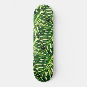 Green Tropical Monstera Leaves Skateboard
