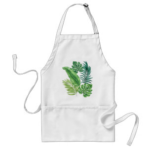 Green Tropical Palm Banana Monstera Leaves  Adult Apron