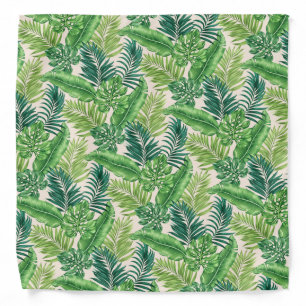 Green Tropical Palm Banana Monstera Leaves Bandana