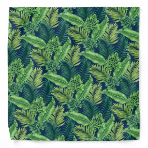 Green Tropical Palm Banana Monstera Leaves  Bandana