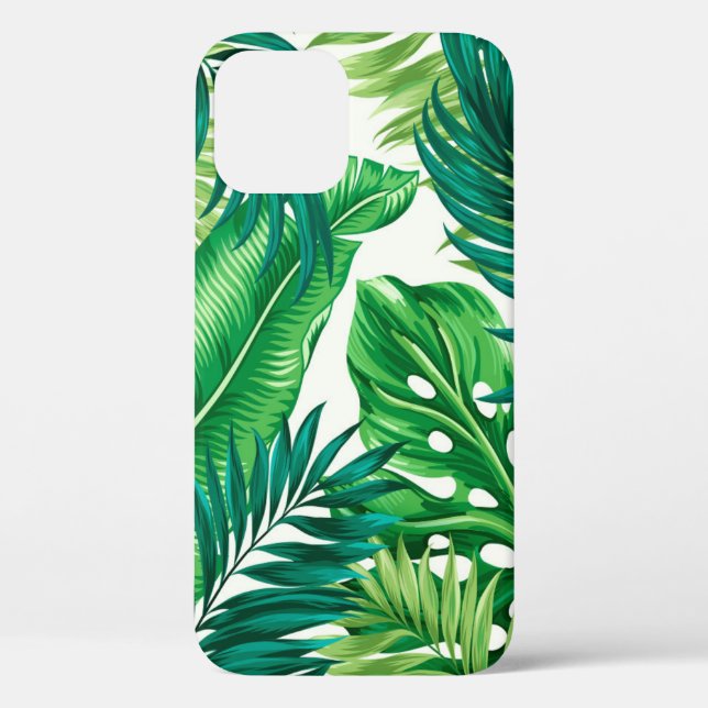 Green Tropical Palm Banana Monstera Leaves Case-Mate iPhone Case (Back)