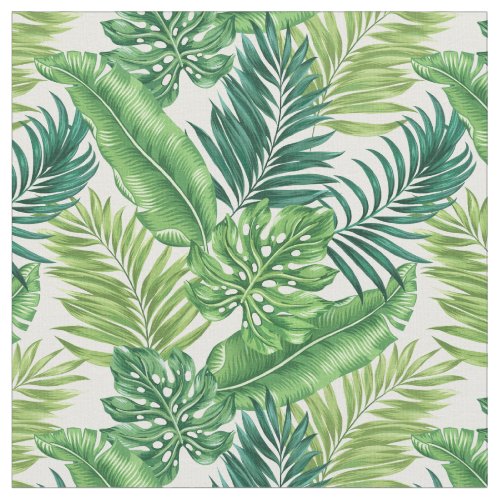 Green Tropical Palm Banana Monstera Leaves Fabric