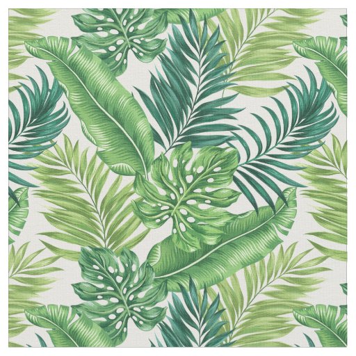 Green Tropical Palm Banana Monstera Leaves Fabric