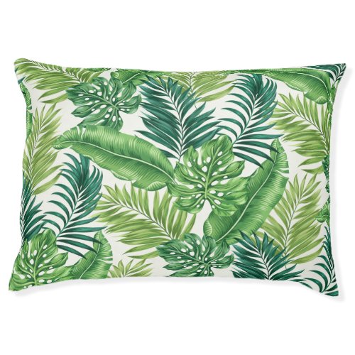 Green Tropical Palm Banana Monstera Leaves Pet Bed