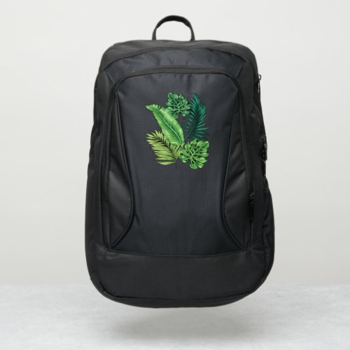 Green Tropical Palm Banana Monstera Leaves Port Authority Backpack