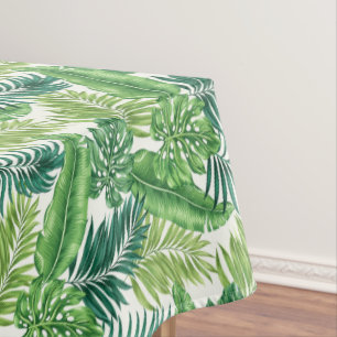 Green Tropical Palm Banana Monstera Leaves Tablecloth