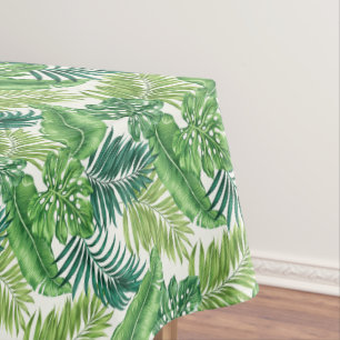 Green Tropical Palm Banana Monstera Leaves Tablecloth