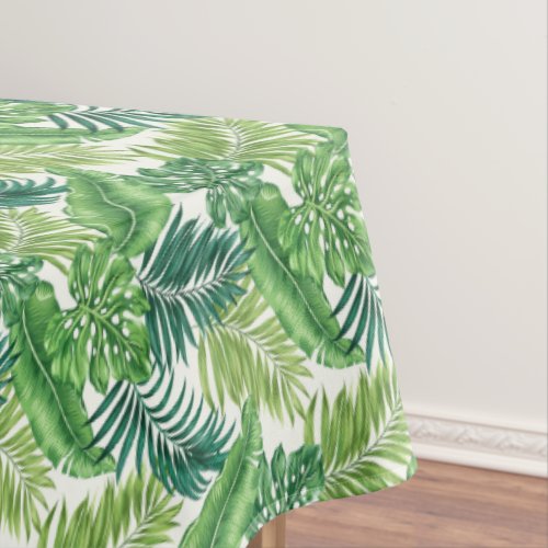 Green Tropical Palm Banana Monstera Leaves Tablecloth