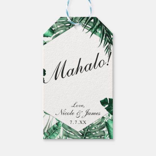 Green Tropical Palm Leaves Chic Island Wedding  Gift Tags